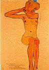 Nude Canvas Paintings - Nude woman hair-dressing